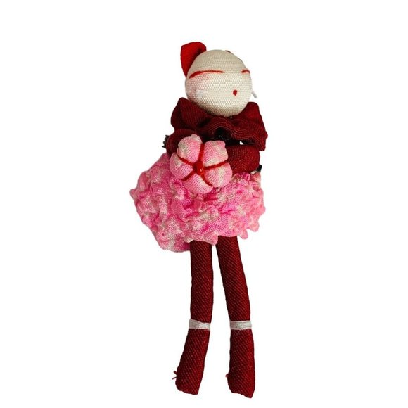 Vintage Cloth Mouse in Tutu Pin Red Pink 2.25" Ballerina - Picture 1 of 5